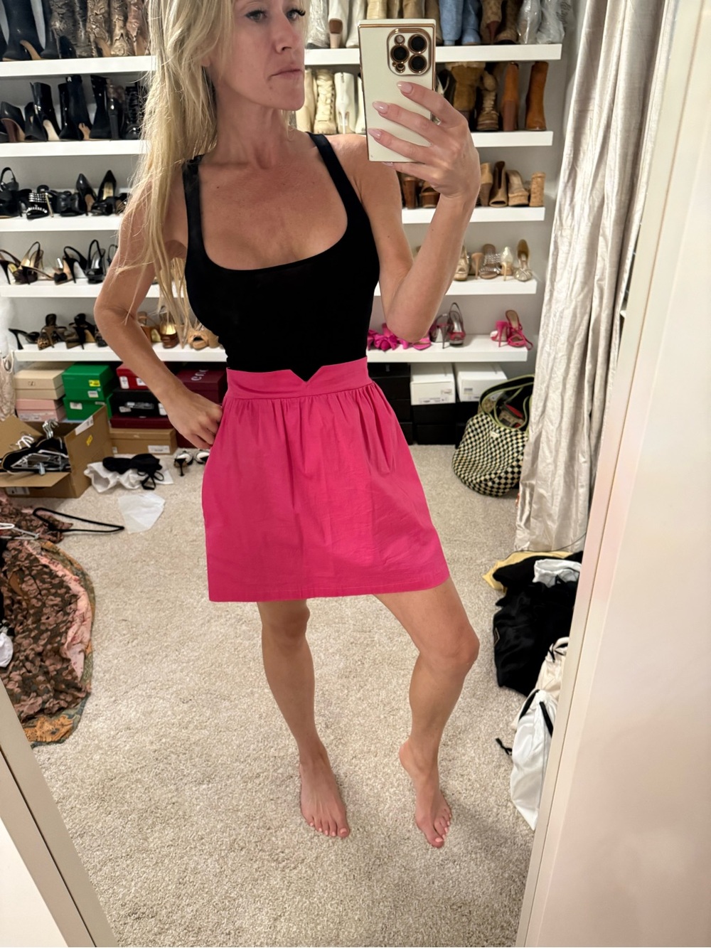 Black Tank Top with Hot Pink Skirted Bottom Dress